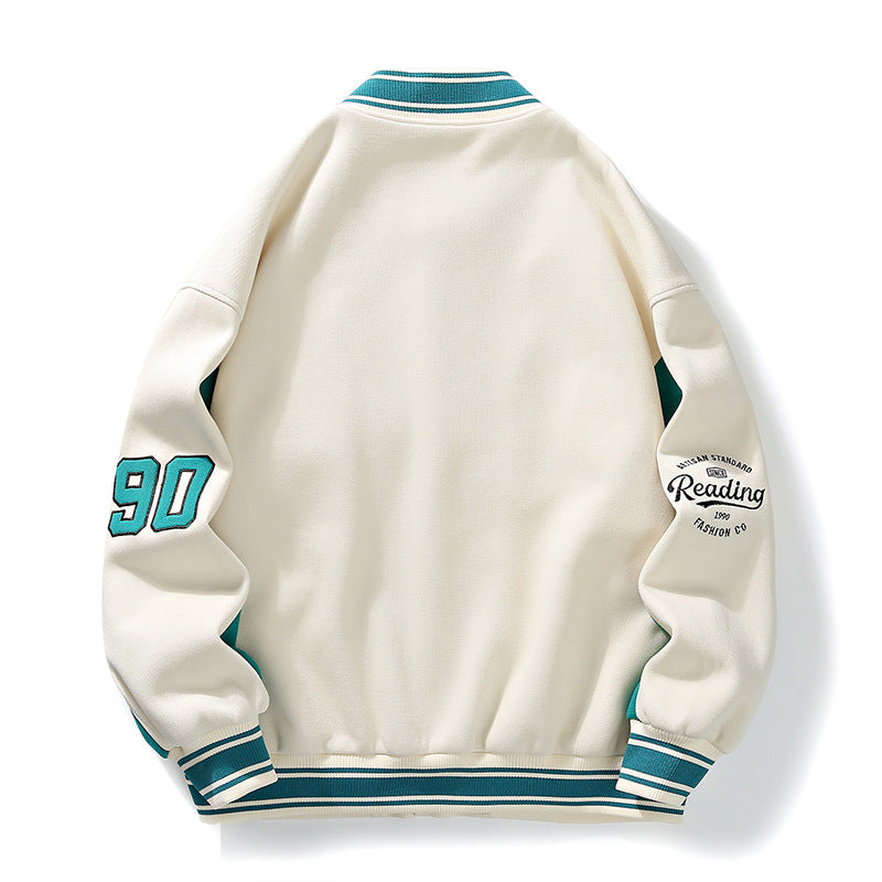 Men's Fashion Retro Alphabet Embroidered Baseball Uniform Coat