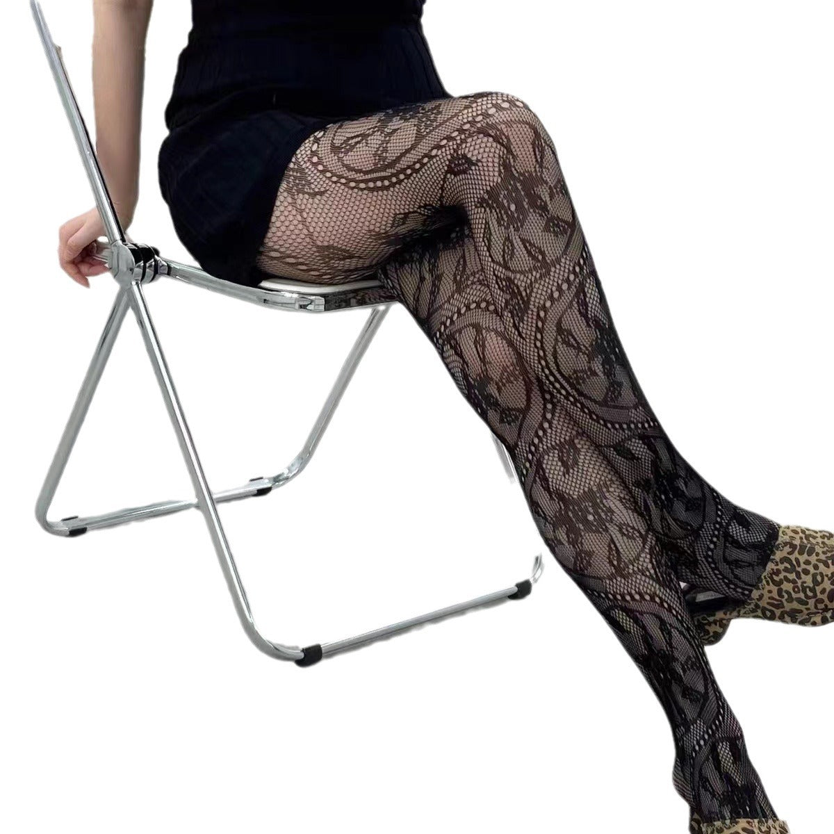 Sexy Stockings Fishnet Socks Flowers Print Hollow Out