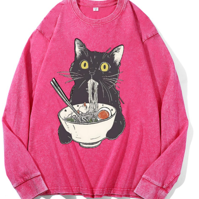 Washed-and-aging Long-sleeve Drawstring Pure Cotton In Color