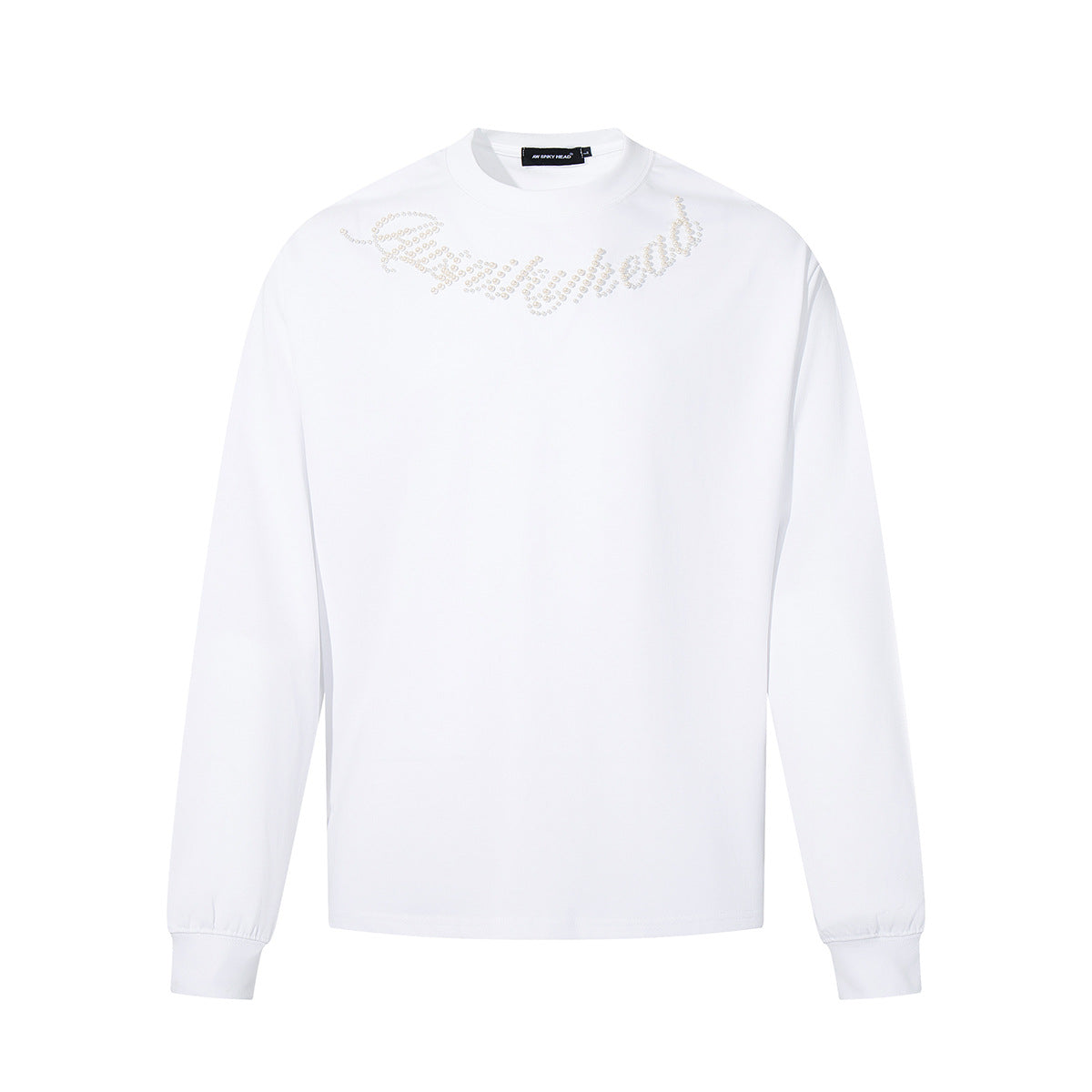 Beaded Letter Pearl Heavyweight Crewneck Hoodie For Couples