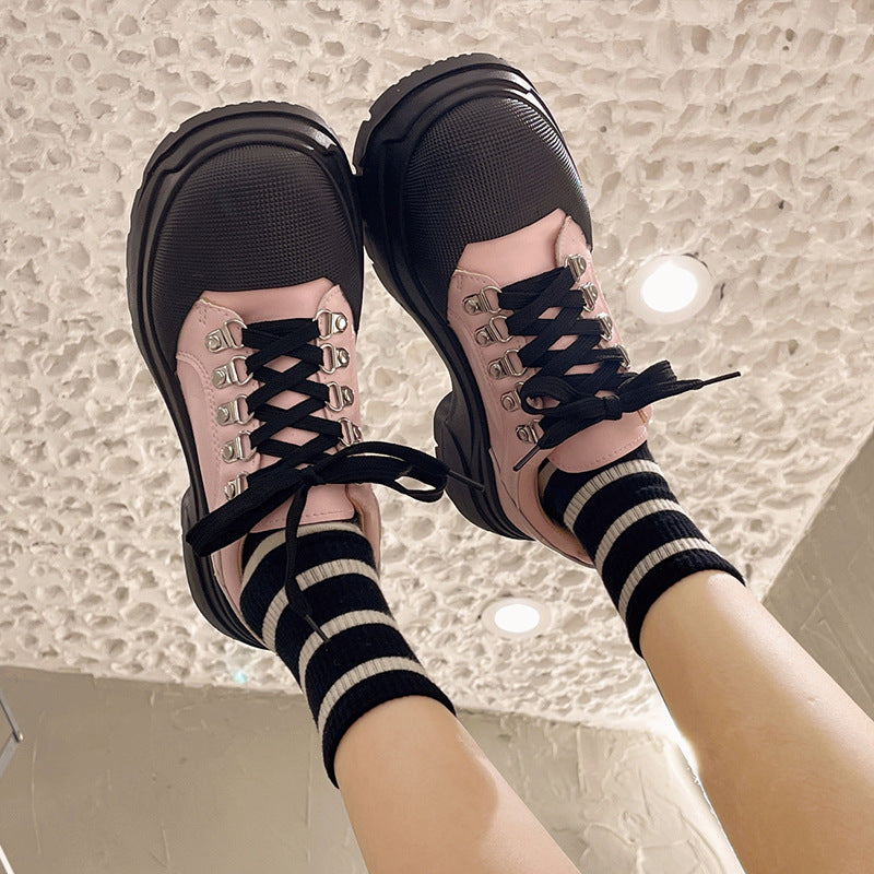Platform Leather Shoes Female British Style