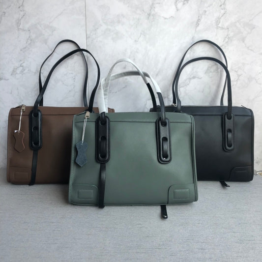 Solid Color Large Capacity Tote Bag Leather Shoulder Bag