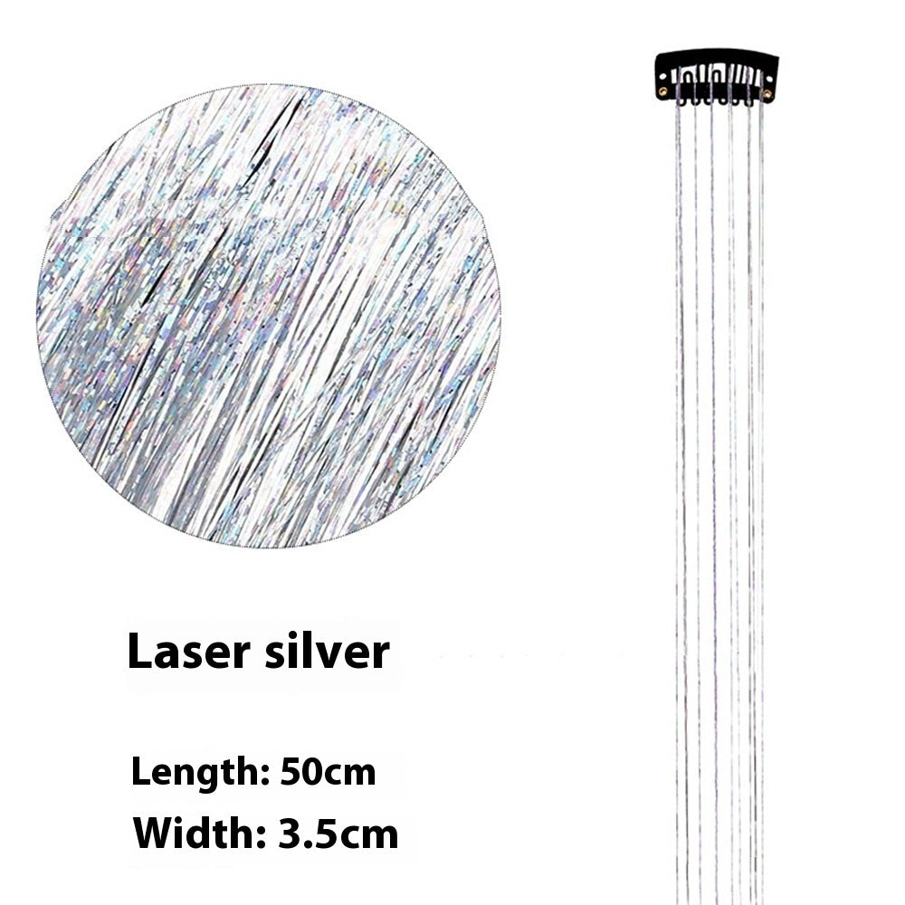 European And American Gold And Silver Wire Clip Wig Female Laser Wire