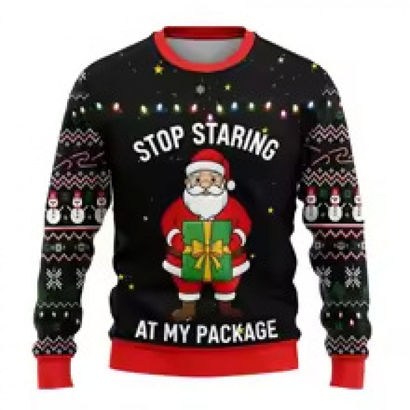 Printed Long Sleeve Round Neck Christmas Top