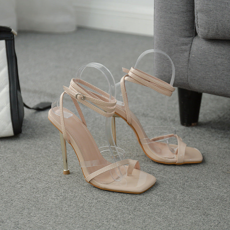 High-heeled Sandals With Square Toe Stiletto