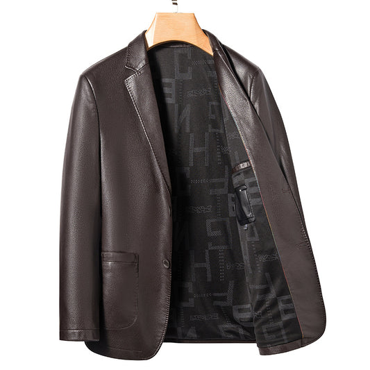 Spring Business Casual Men's Leather Coat