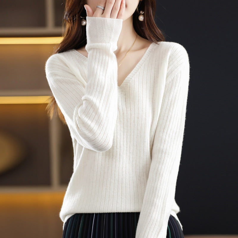 Women's Knitwear V-neck Pullover Base Drawstring Plus Size Short Sweater