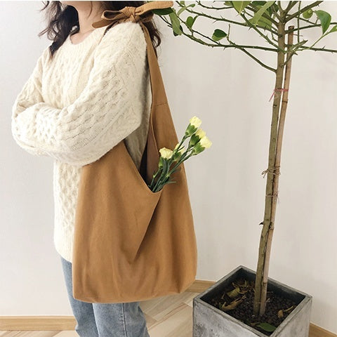 Slouchy Single Shoulder Crossbody Canvas Bag Retro Simplicity