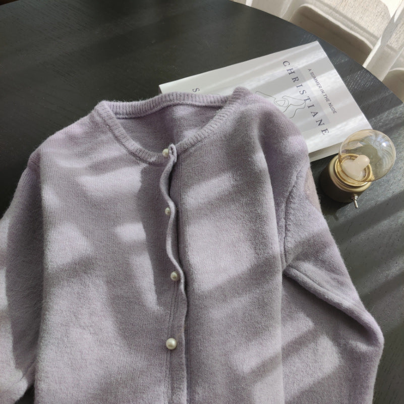 Women's Loose Pearl Button Sweater Coat