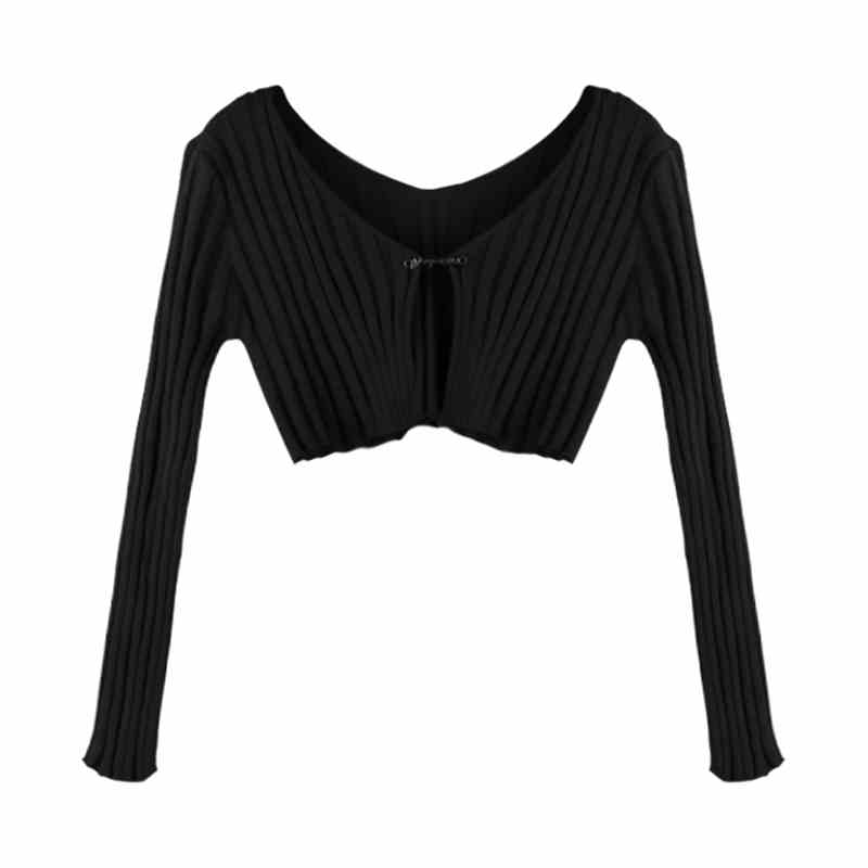 Deep V-neck Low Cut Cardigan Top Ultra-short Shawl