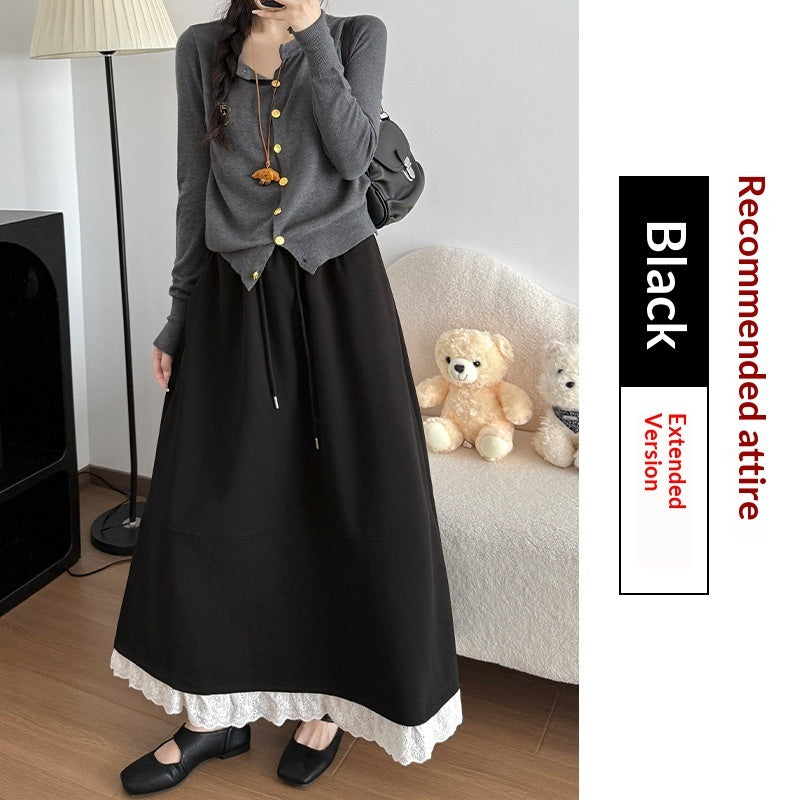 Women's Fashion Lace Trim Flare Skirt