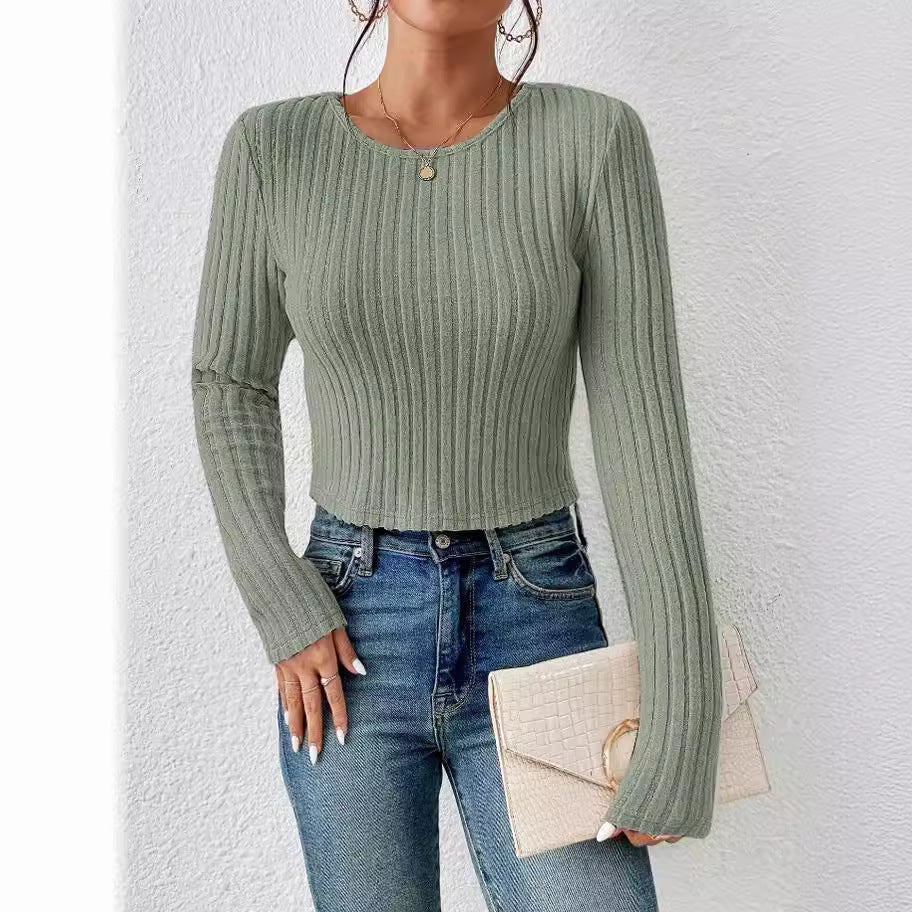 FallWinter Casual Slim-fit Solid-color Crew-neck Sweater