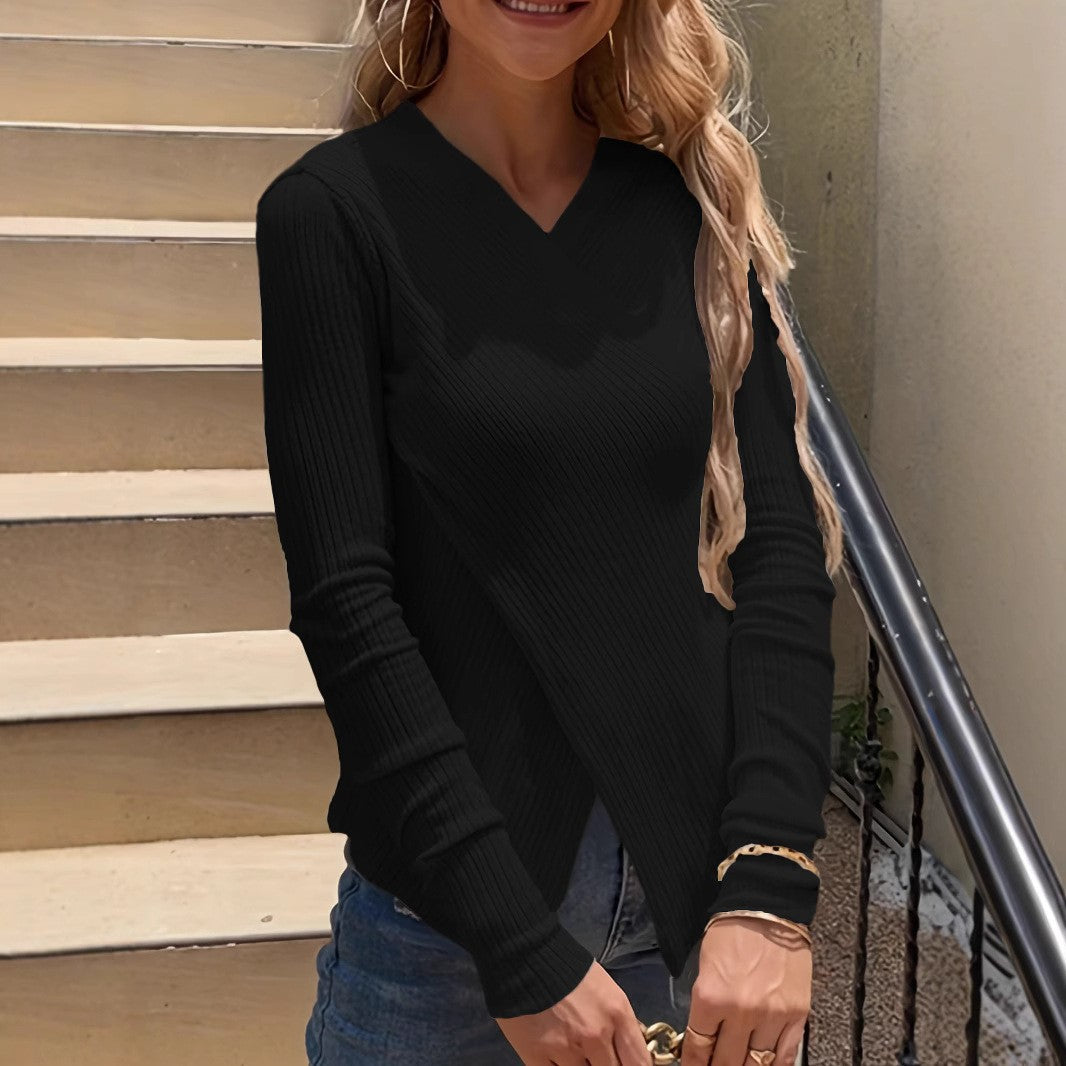 Irregular Cross Knitted Sweater Bottoming Shirt
