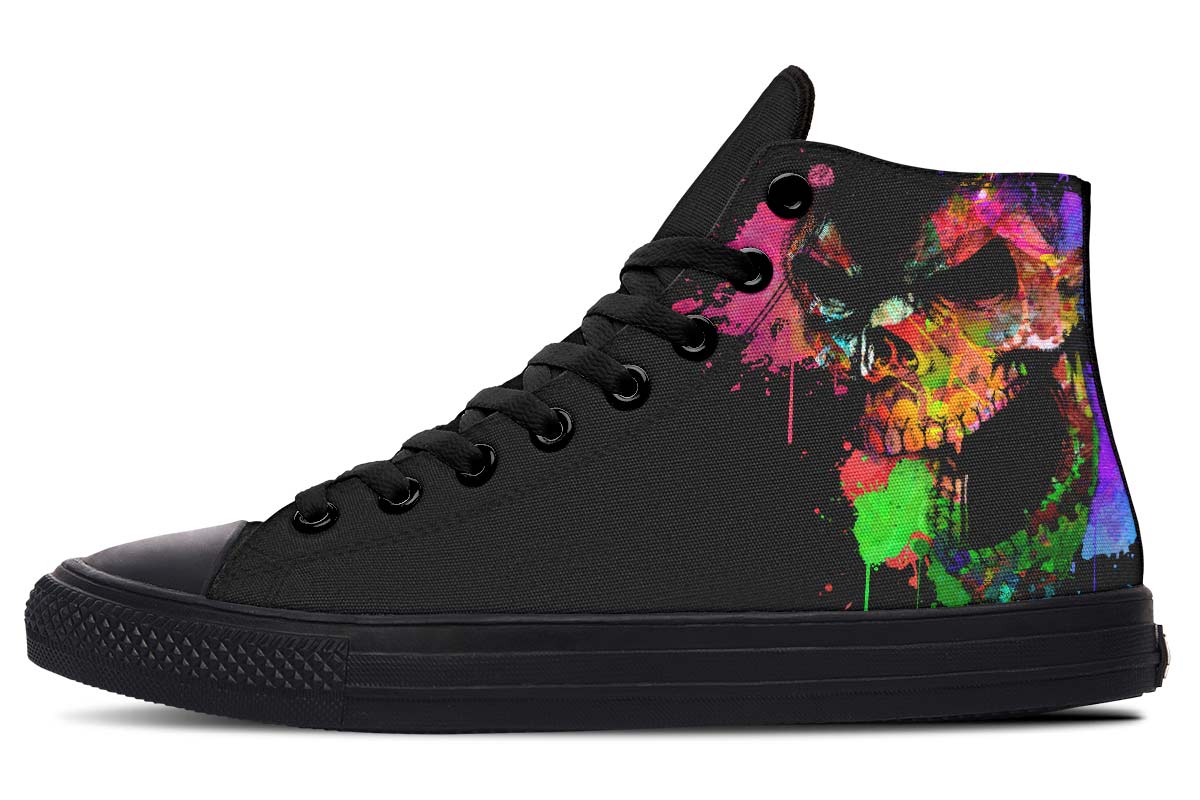 Men's And Women's Fashion Color Printing High-top Canvas Shoes