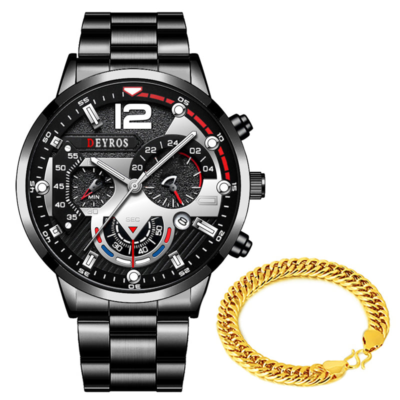 Six-hand Steel Band Quartz Watch Sports Men