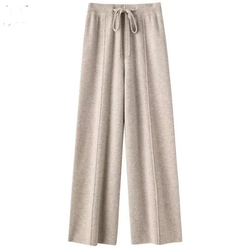 Women's Wool High Waisted Casual Wide Leg Pants