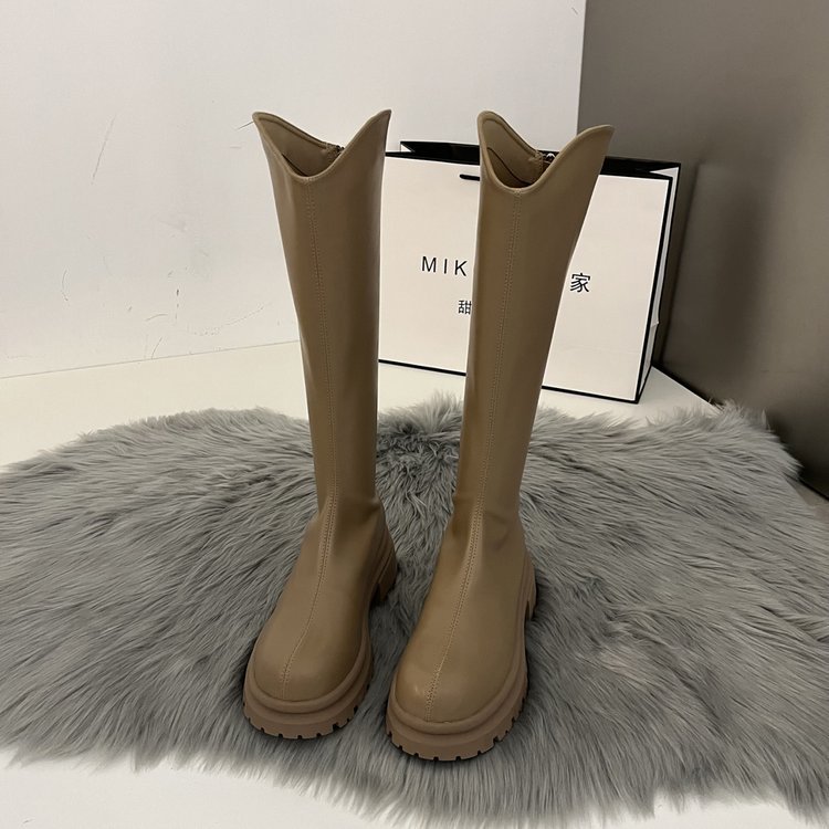 Women's Fashionable And Versatile Back Zipper Thigh-high Boots