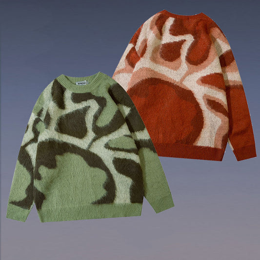 Ins Street Trend Contrast Color Couple Knitted Loose Sweater