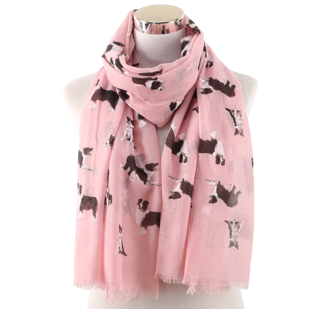 Cute Dog Printed Scarf Women's Outdoor Sun Protection Scarf