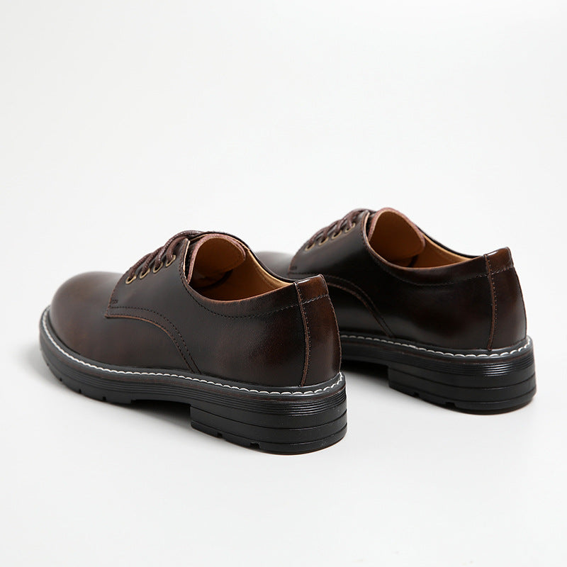 Fashion Little Leather Female Black Round Toe Retro Student Flat Shoes