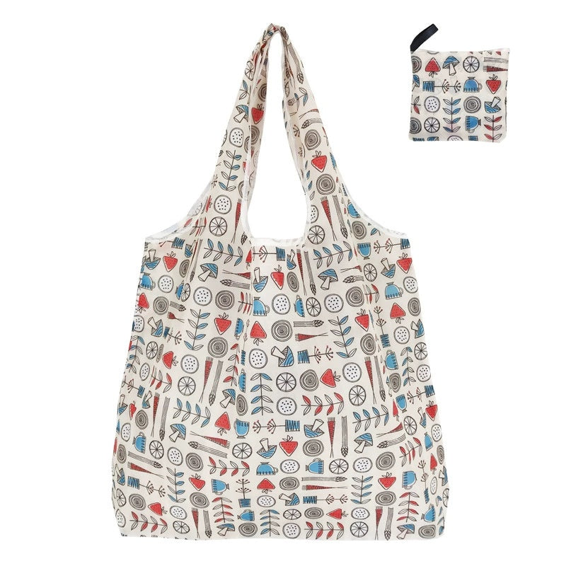 Floral Cloth Portable Shopping Bag Polyester Folding 190T