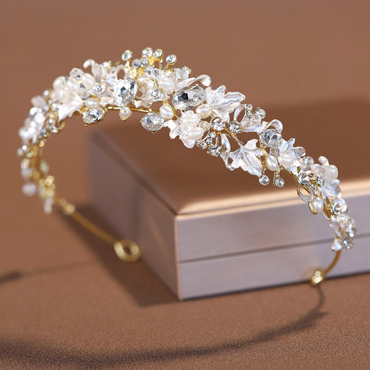 Pearl Elegant Crown Headdress Female Birthday Crown Wedding Dress Hair Accessories
