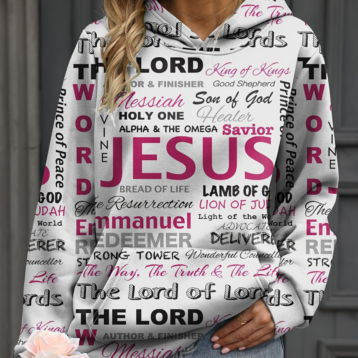 European And American Letter Print Hoodie Casual Kangaroo Pocket Long Sleeve Sweatshirt