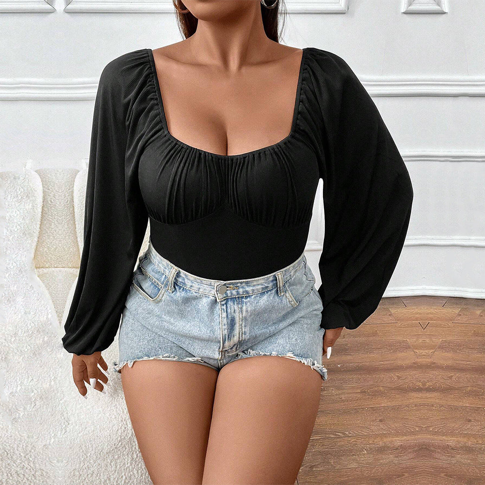 Women's Slim-fitting Puff Sleeve Long Sleeve Sexy Jumpsuit