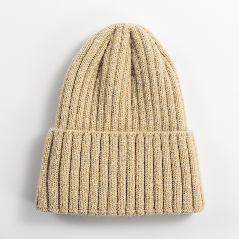 Knitted Hat Women's Korean-style Versatile Solid Color Woolen Hat Women's Outdoor Thickened Warm Beanie Hat