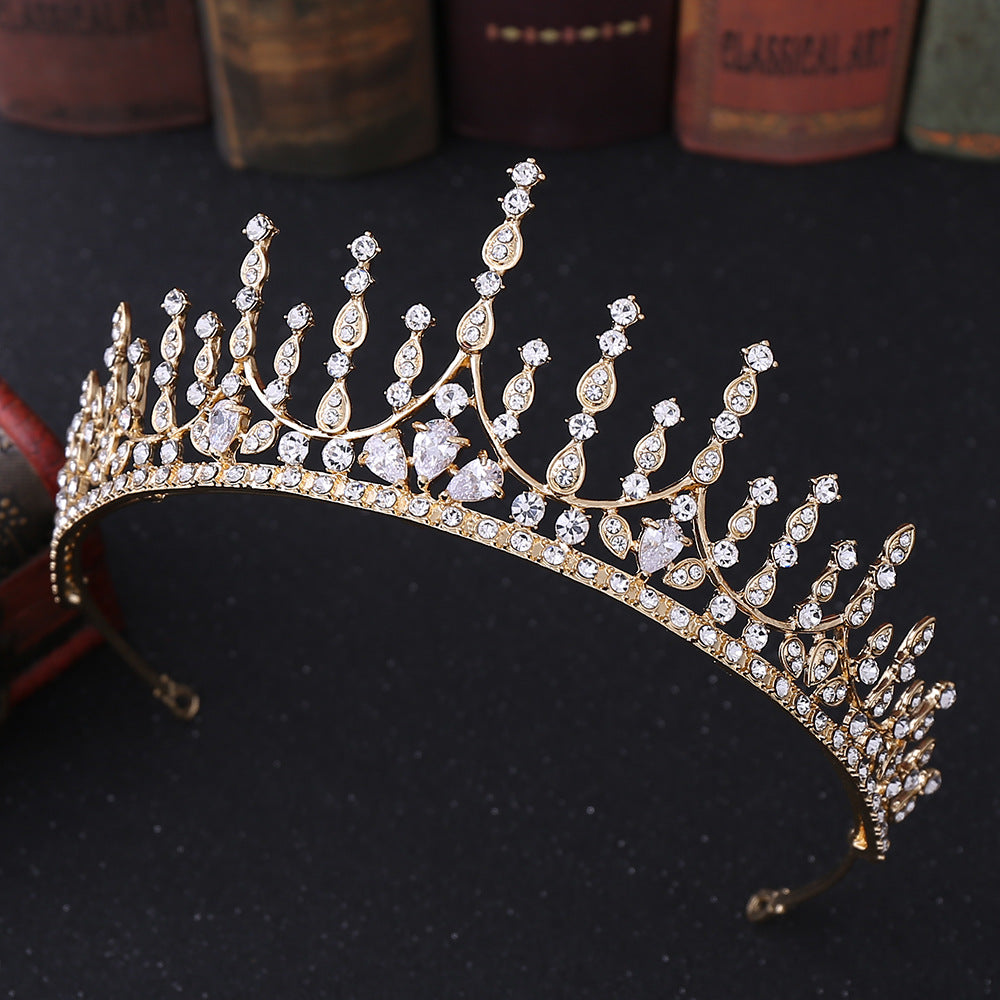 Geometric Alloy Bride Crown Inlaid With Zircon