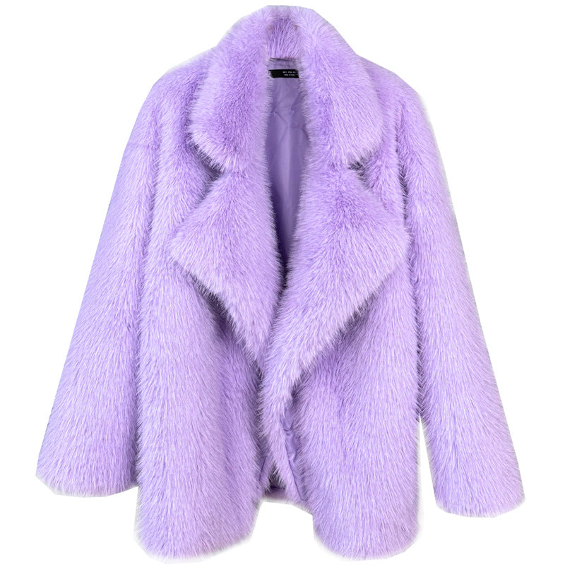 Minkpels Mellemlang Blazer Krave Faux Fur Frakke