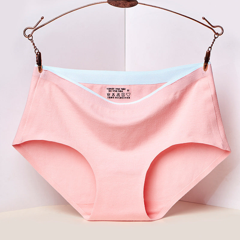 Pure Cotton Underwear Girls' Mid-waist Solid Color Antibacterial Breathable Sexy Hip Lifting Seamless Briefs