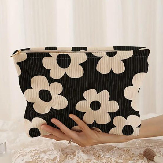 Hand-painted Cartoon Large Floral Corduroy Zipper Buggy Bag