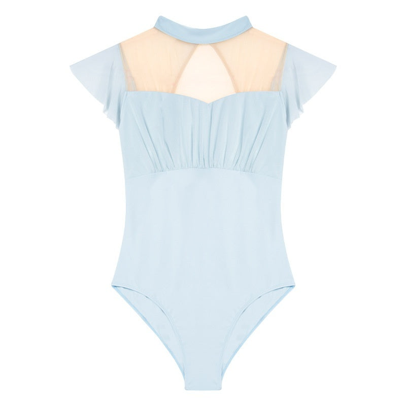 Women's Solid Color Versatile Casual Ballet Leotard With Flared Sleeves