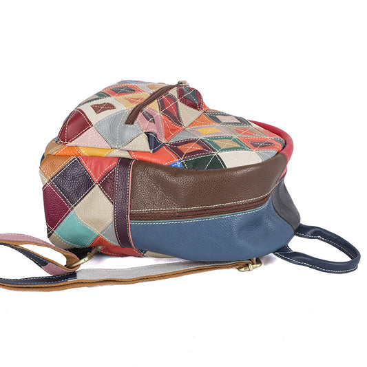 Women's Fashion Hand-colored Clash Of The Head Layer Cowhide Leather Duffel Bag