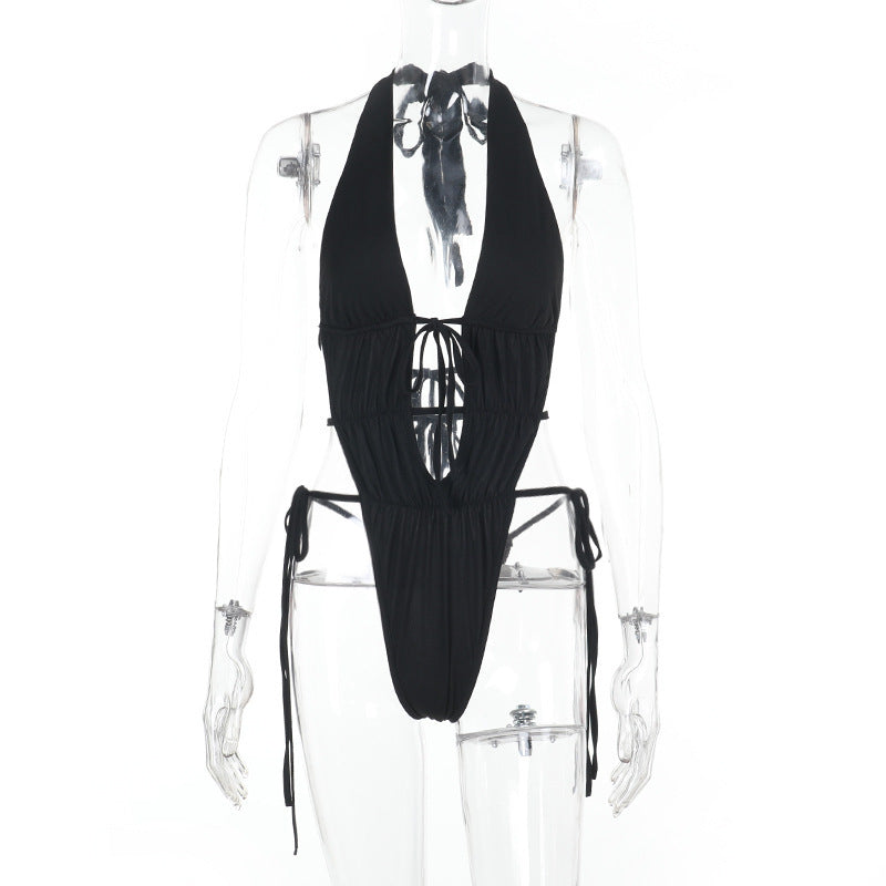 Pure Want Lace-up Slimming Back Jumpsuit