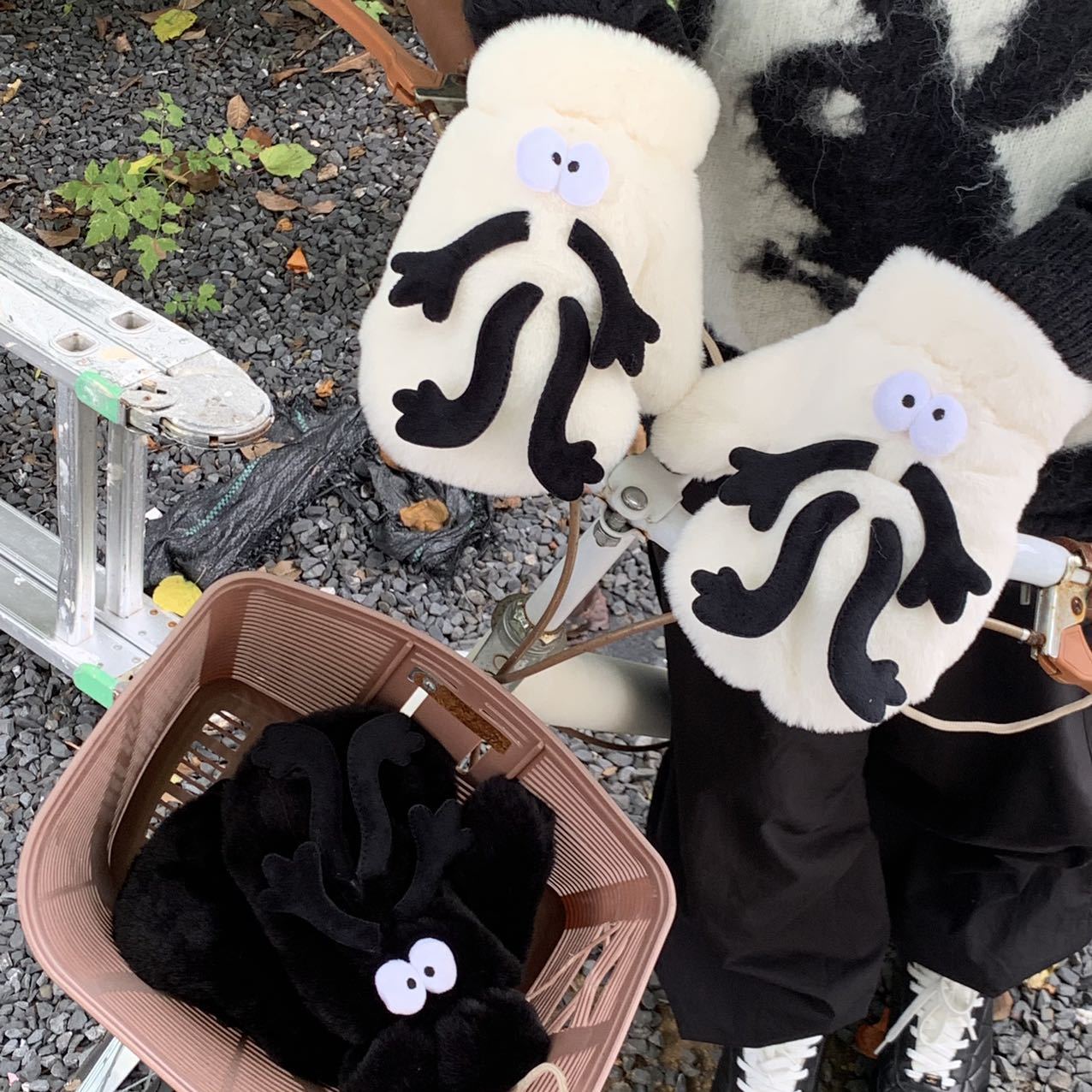 Creative Funny Little Briquette Plush Gloves