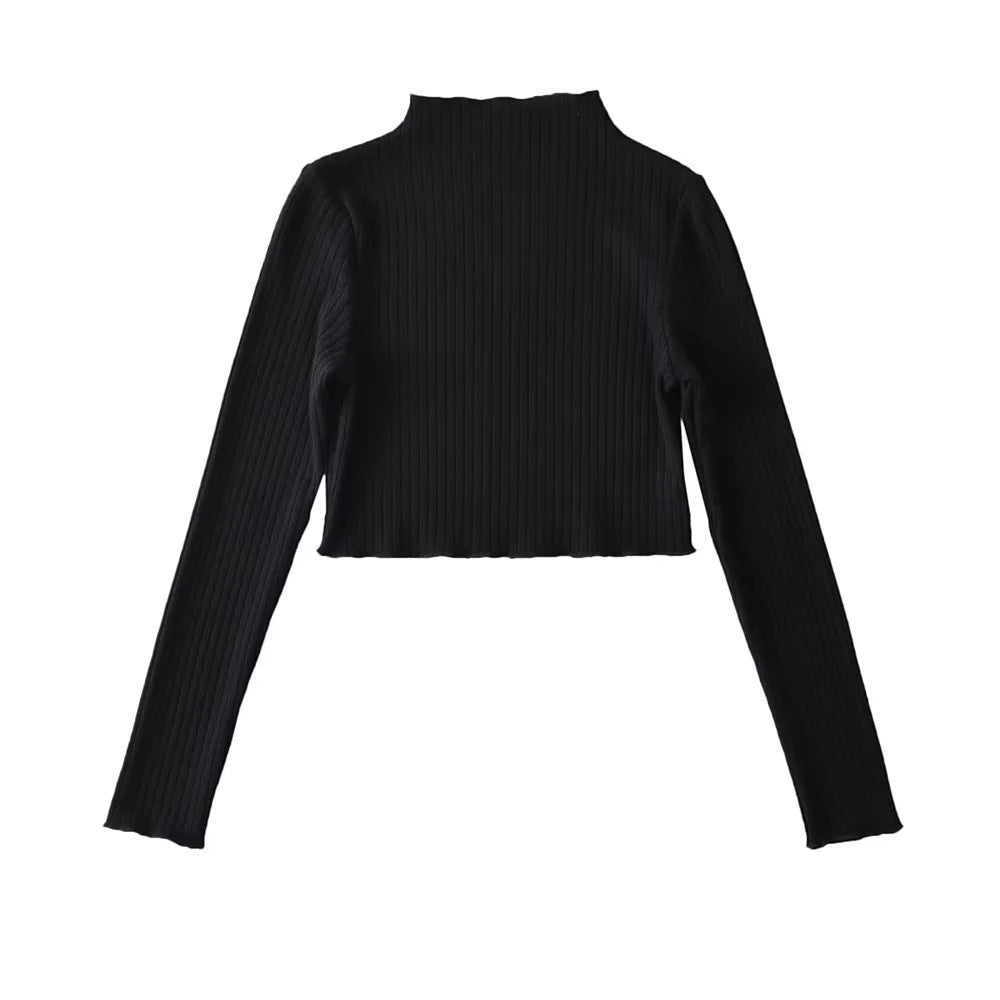 Cashmere-trøje med blondedetaljer ved halsudskæringen, lange ærmer og som underlag