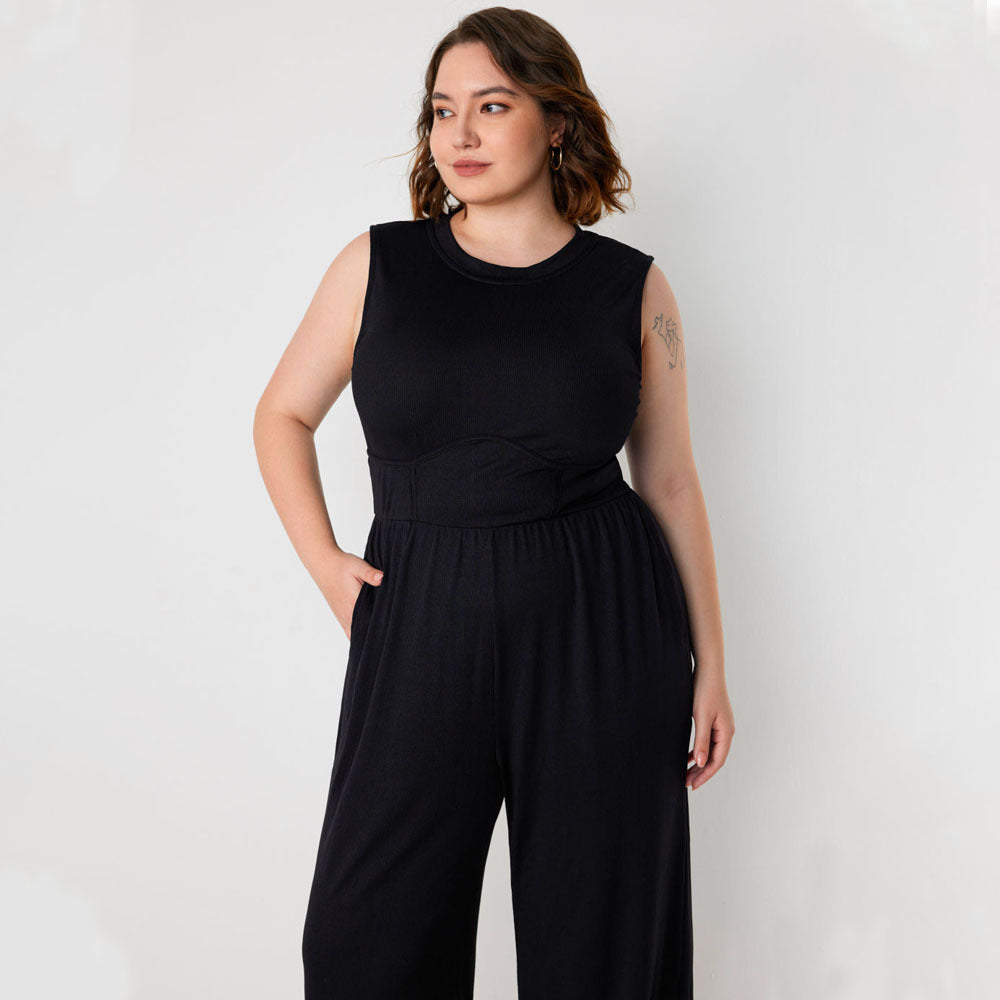 Women's Fashion Casual Pure Color All-matching Jumpsuit