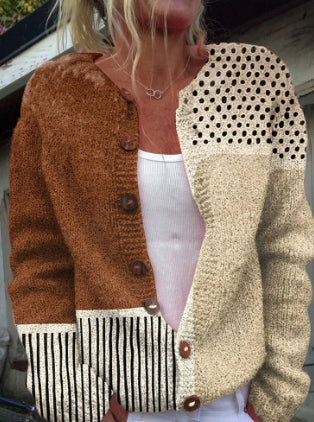 3D Digital Print Cardigan Strikket Frakke Damebeklædning