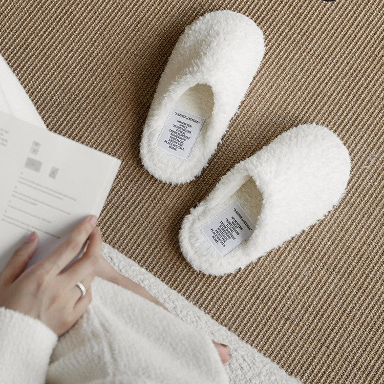Warm Indoor Home Velvet Anti-slip Thick-soled Slippers
