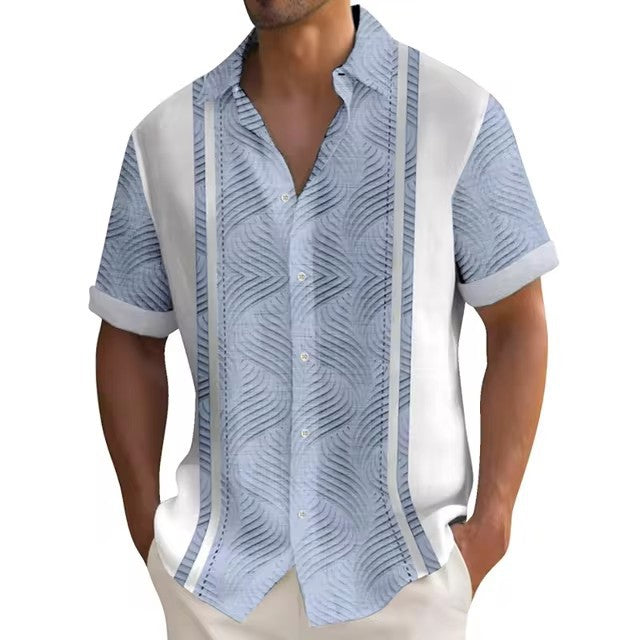 Digital Printing Summer Striped Shirt Male