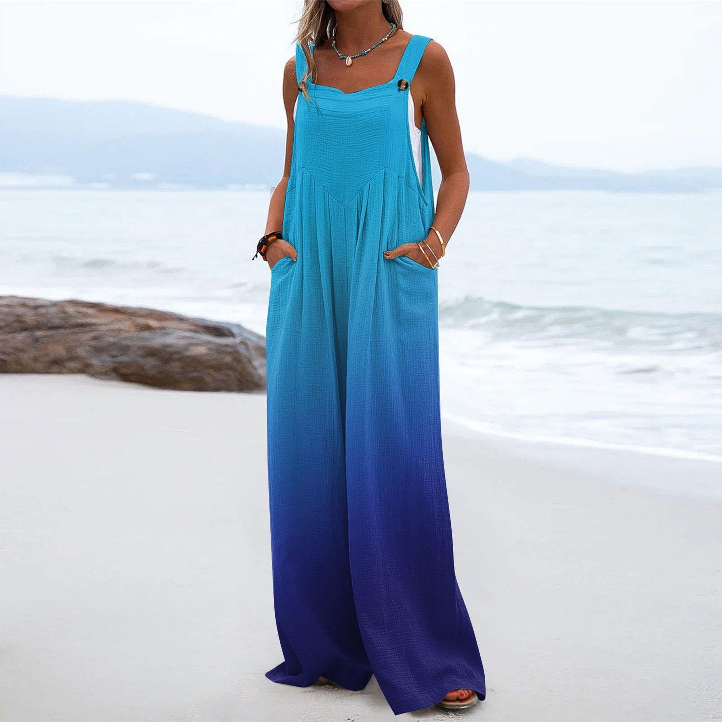 Loose-fit Jumpsuit With Printed Patchwork And Pockets