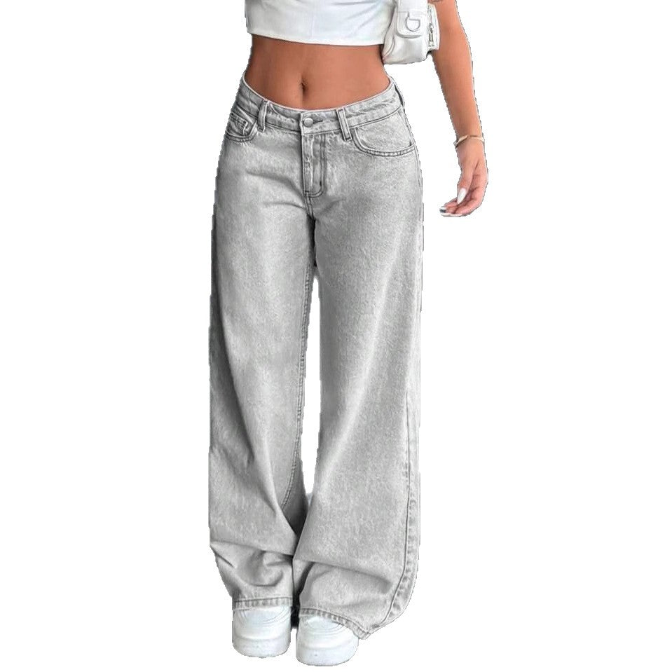 Women's American-style Washed Straight Jeans