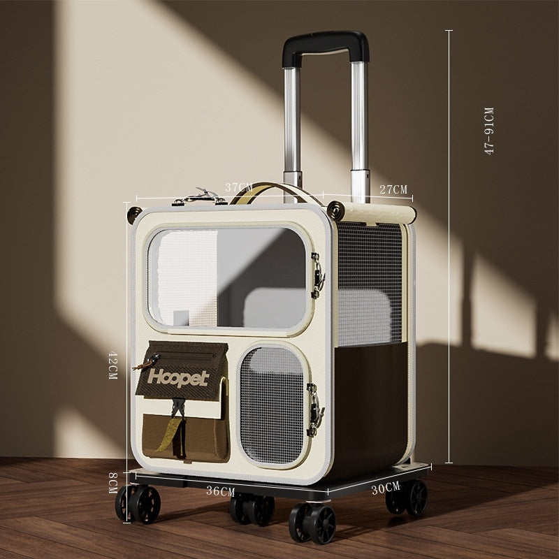 Large-Capacity Luggage-Style Cat Carrier With Multi-Functional Backpack Design
