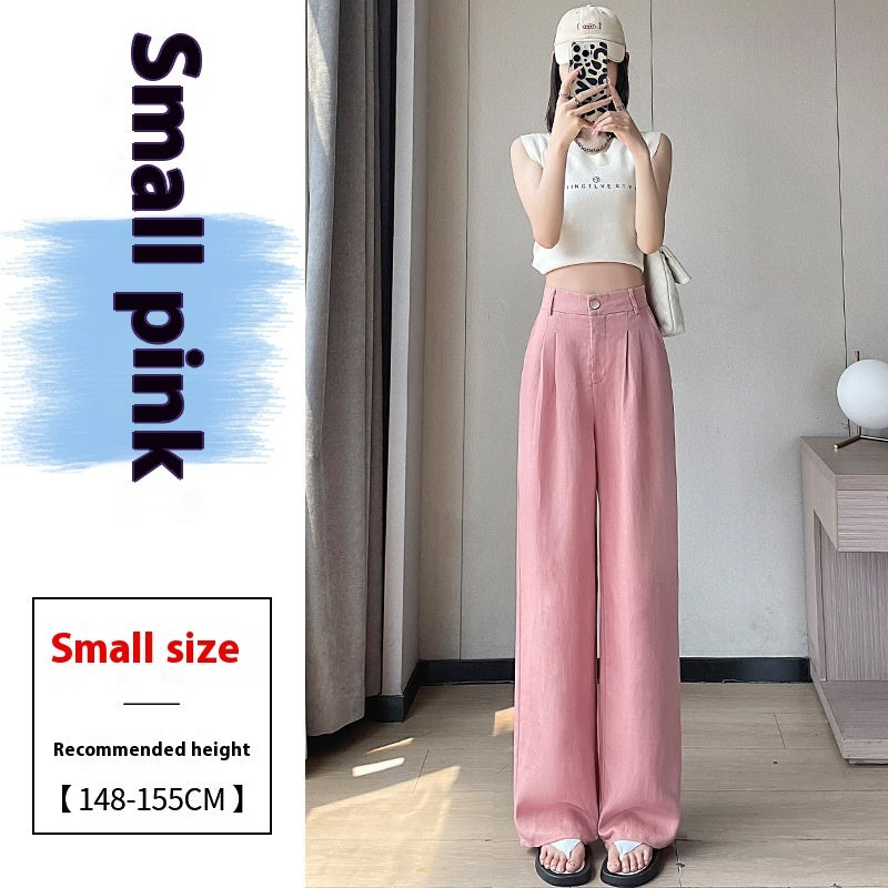 Linen Wide-leg Pants Ice Silk High Waist Straight Casual Pants