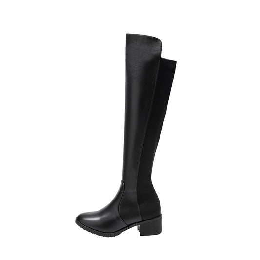 Paint Boots Long Thick Heel Women
