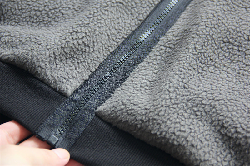 Men's Double-sided Polar Fleece Thickening Stand Collar Cashmere Hoodie
