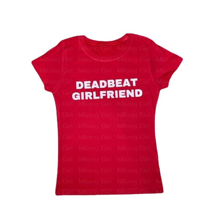 European And American Women's Printed Wear Solid Color Short Slim Fit Midriff-baring INS T-shirt