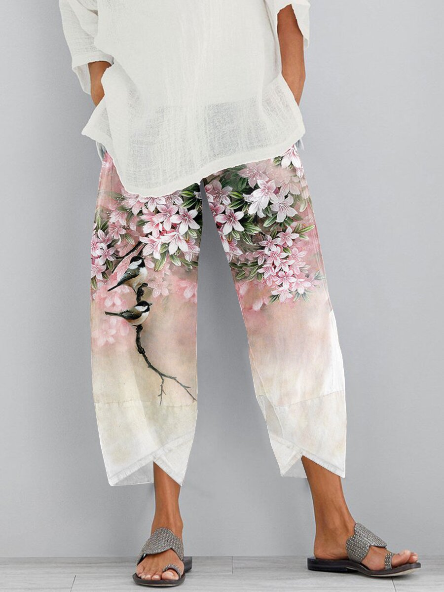 Trendy And Fashionable Floral Personalized Positioning Printed Cropped Pants